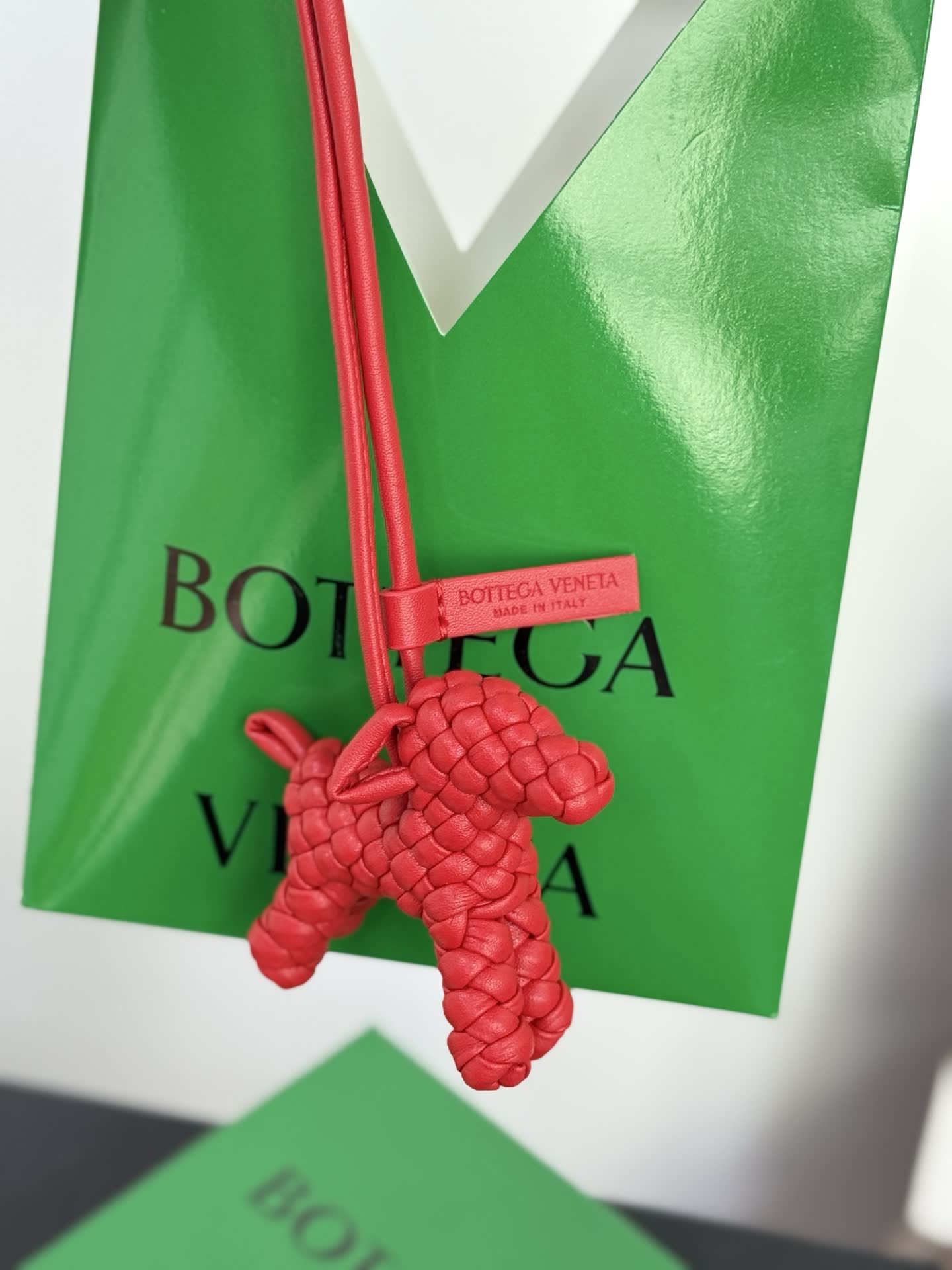 Bottega Veneta Red Leather Dog Charm